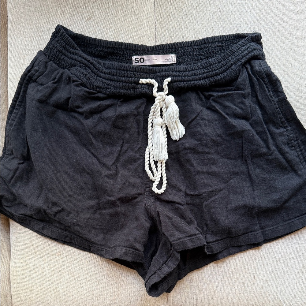 SO Black Drawstring Kids Shorts